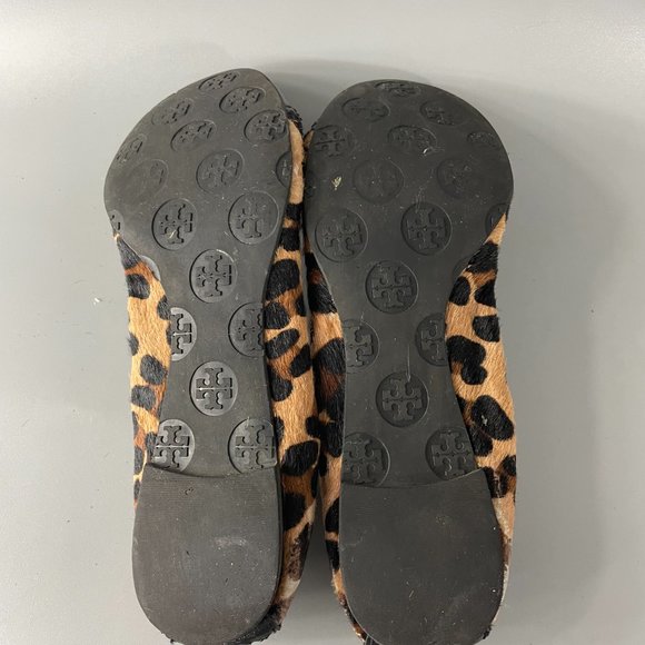 Tory Burch Black/Brown Abbey Ballerina Leather Leopard Slip-on Flats, 7M - Picture 10 of 11